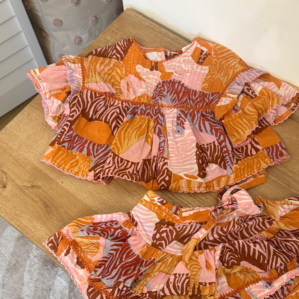 Poupette St. Barth Orange and Pink Baby Outfit